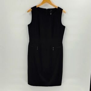Style & Co dress size 8 sleeveless black striped stretch zip pockets and slit